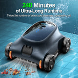 Cordless Robotic Pool Cleaner for Inground & Above Ground Pools - 130 Min Runtime Powerful Suction Self-Parking Smart Navigation Wall Climbing Deep Scrubbing (Black)
