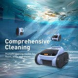 Cordless Pool Cleaner Robot, Pool Vacuum for Inground Pool & Above Ground Pool, Smart Navigation Self-Parking, LED Indicator, Wall&Waterline Cleaning Pool Robot up to 2150 Sq.ft