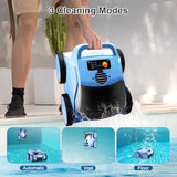 Cordless Robotic Pool Cleaner, 180 Mins Runtime Self-Parking Pool Vacuum for Above Ground Pools, Wall Climbing Automatic Pool Robot - NOT Suitable for Pools with Sharp Steps/Raised Drains