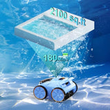 Cordless Robotic Pool Cleaner, 180 Mins Runtime Self-Parking Pool Vacuum for Above Ground Pools, Wall Climbing Automatic Pool Robot - NOT Suitable for Pools with Sharp Steps/Raised Drains